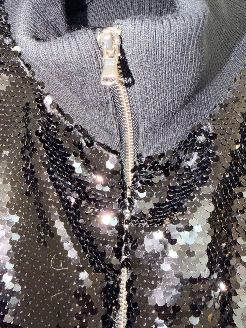 NFL Team Apparel, Sequin Bomber Jacket with Pittsburgh Steelers Patch, Black, OS - Picture 5 of 6